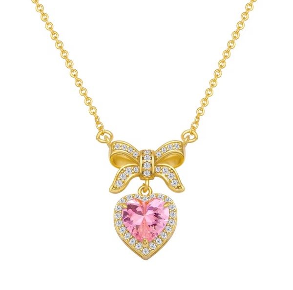 Producto - Collar de corazón dorado con rosa