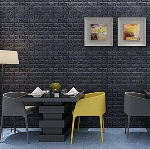 Producto - Placa 3D Autoadhesiva Ladrillo Negra- 77 x 70 cm