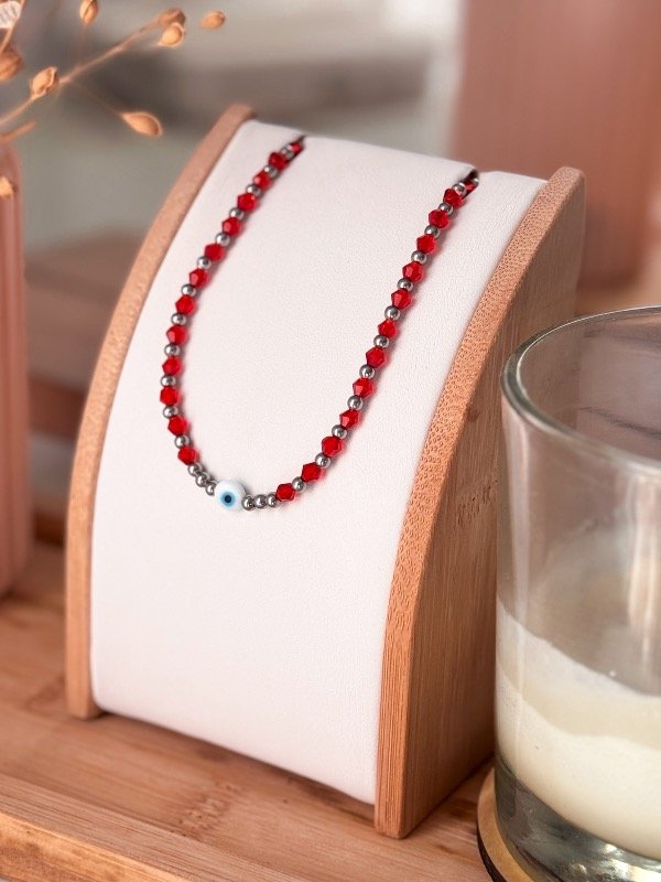 Producto - collar cristales rojo con ojo turco ac quirg