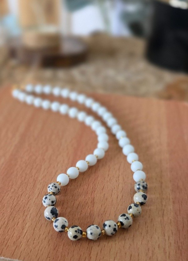 Producto - Gargantilla Jaspe Dalmata y Blanco - 0