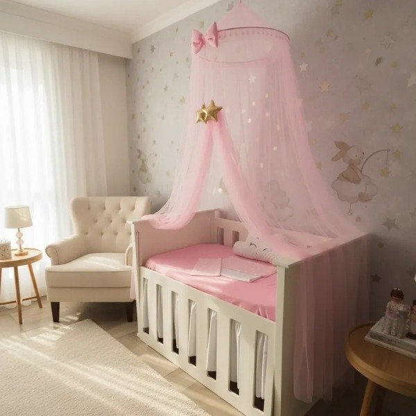 Producto - Dosel Tul Mosquitero Rosa con Estrellas - 0