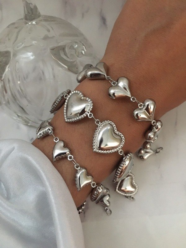 Producto - Pulseras Corazones Inflados Acero Quirúrgico