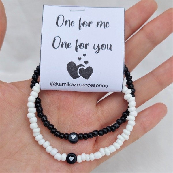 Producto - Pulseras para compartir ELASTIC - CORAZONES BLANCOS 1