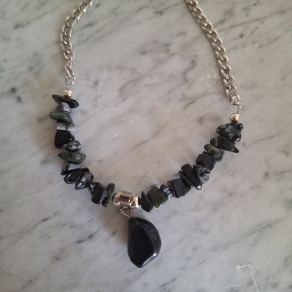 Producto - Collar Obsidiana (dije y escallas)