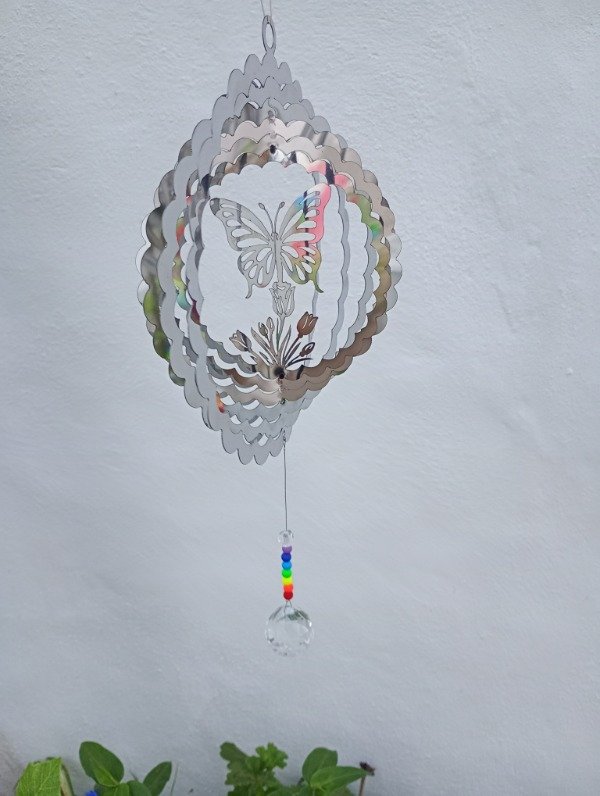 Producto - Giravientos grande, mariposa con atrapasol 7 chakras