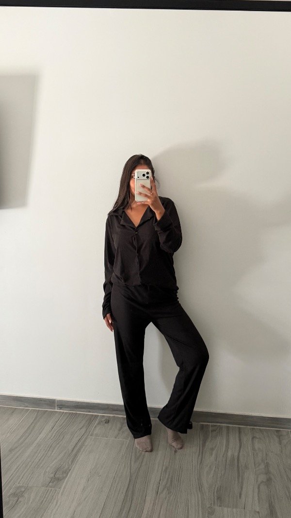 Producto - Pijama camisero negro mor