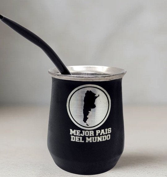 Producto - Mate De Acero Inoxidable Grabado Bombilla Argentina Mejor Pais