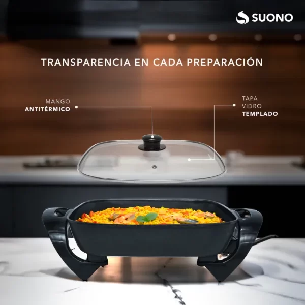 Producto - Sartén Eléctrico Suono Tapa De Vidrio 1350W