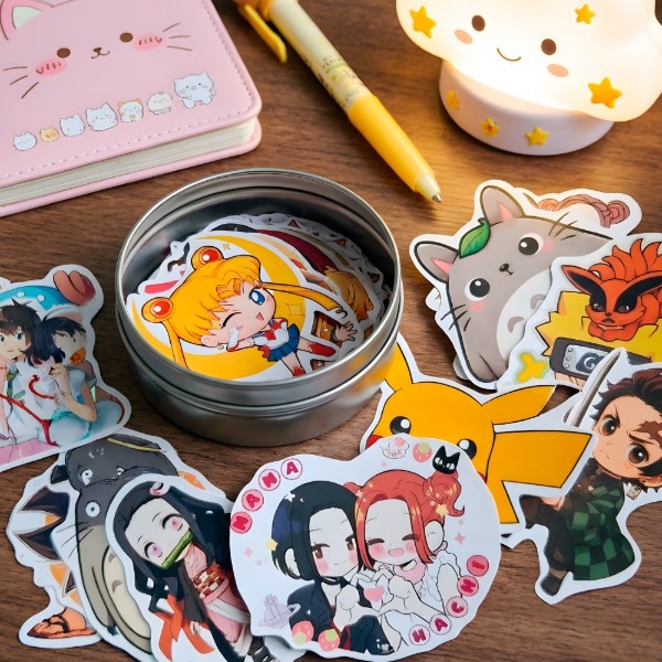 Producto - Lata de stickers Personajes de anime chica