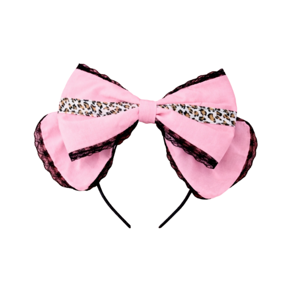 Producto - Headbow Chérie (rosa con animal print y negro)
