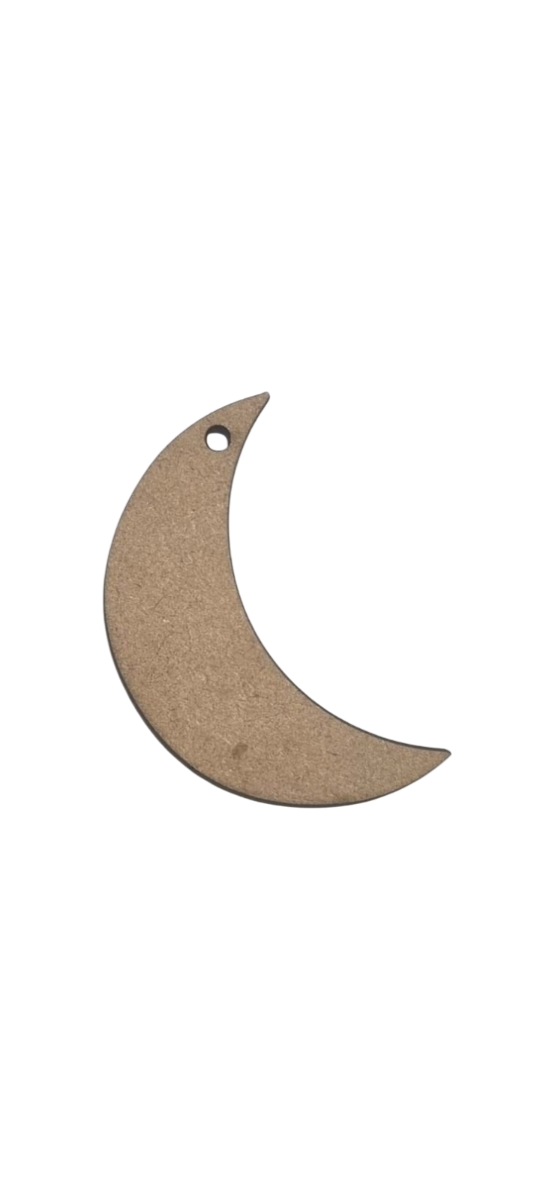 Producto - Dije O Llavero En Mdf Forma de Luna De 5,5cm C/ Agujerito X10 unidades