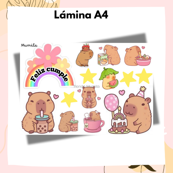 Producto - Lamina papel foto Topper Capibara Capybara EN STOCK