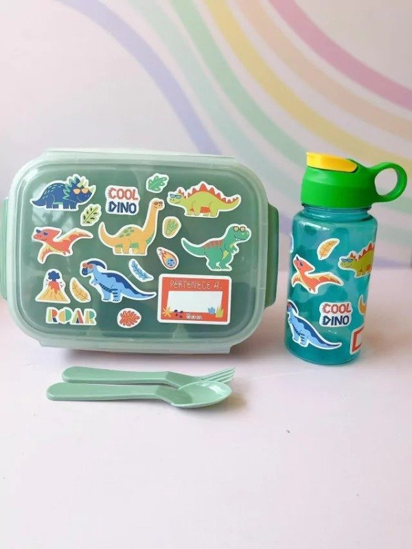 Producto - kit botellita + lunchera kids dinos
