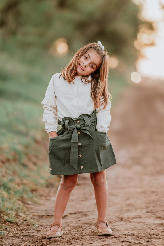 Producto - Pollera Isaura Verde Militar