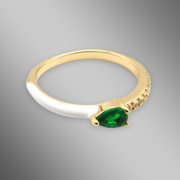 Producto - Anillo Con Piedras Gotas - Acero Dorado-SHAR1949-13144-ZGT3