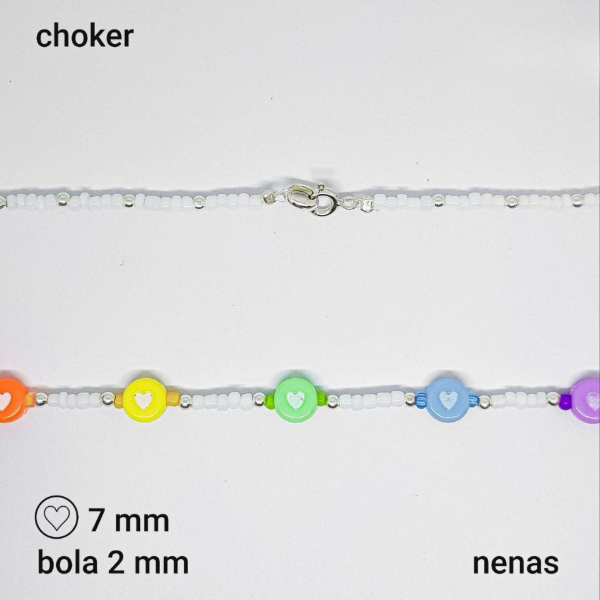 Producto - CHO #FP - Chocker corazón de acrílico y mostacilla (DÓLAR)