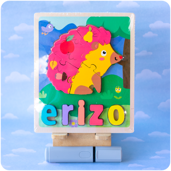 Producto - Rompecabezs Encastrable de Madera 3D con Letras - Erizo