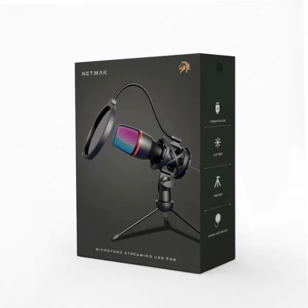 Producto - Micrófono streaming USB RGB Netmak NM-MS786 - 2