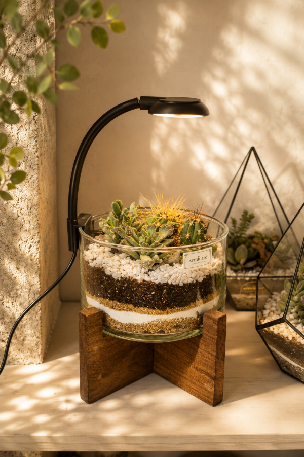 Producto - Terrario Paloma con base y luz led