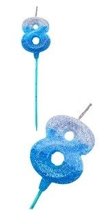 Producto - Vela Gibreada Degrade Celeste Número 8