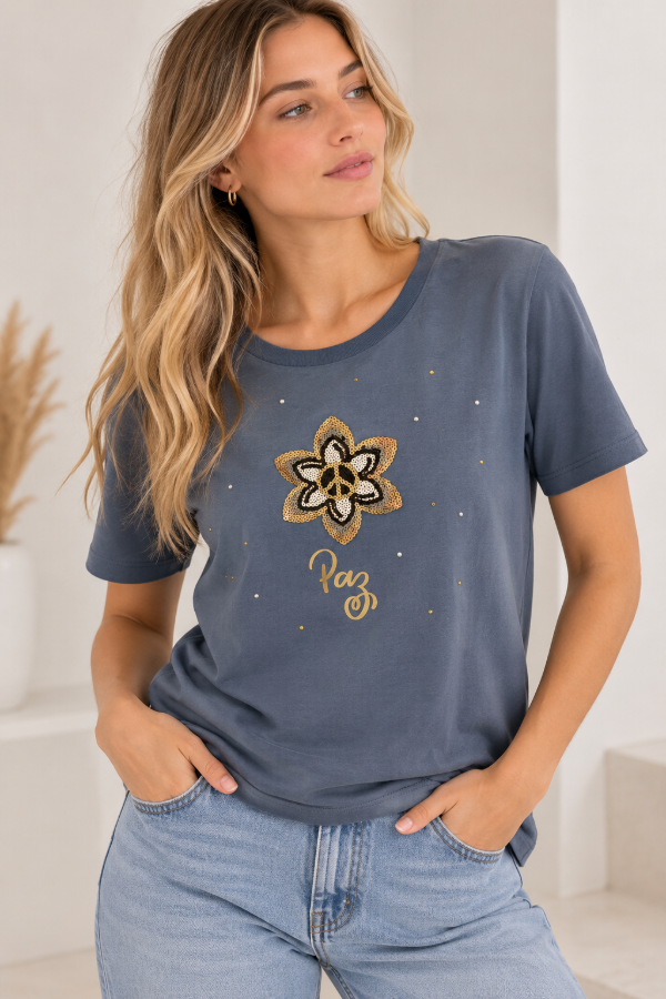 Producto - Remera de Mujer Paz Centro de Algodón Estampada - KRONE - 0