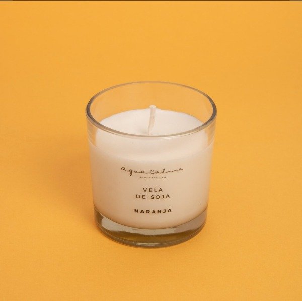 Producto - Vela de cera de soja naranja aguacalma