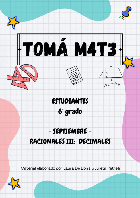 Producto - TOMÁ M4T3 SEPTIEMBRE - DECIMALES 6TO