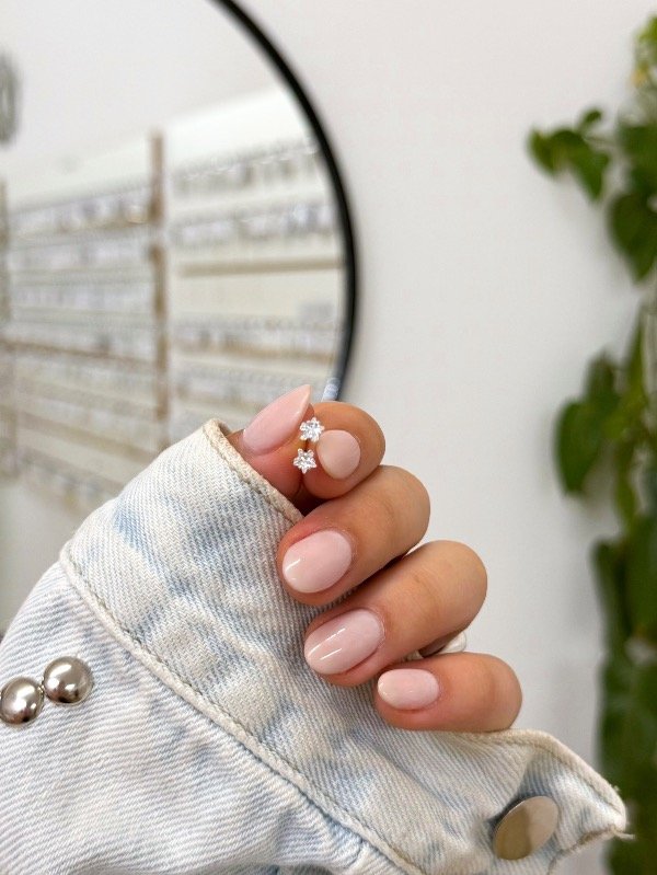 Producto - Aritos acero blanco estrella cúbic