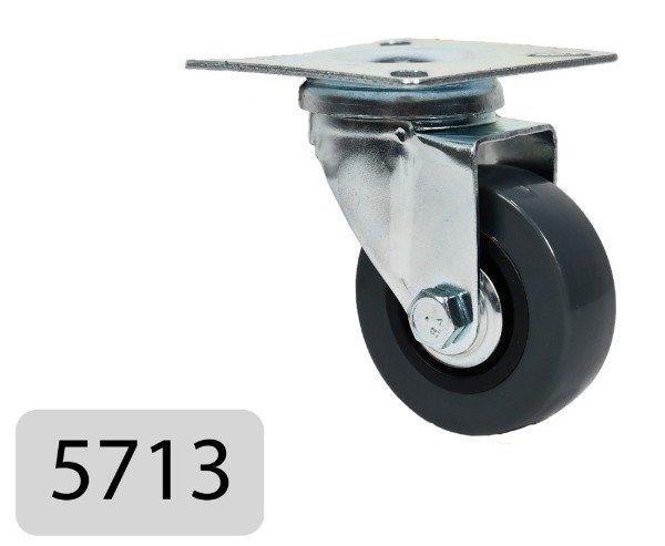 Producto - Rueda de PVC Gris con Soporte Giratorio - RH5713
