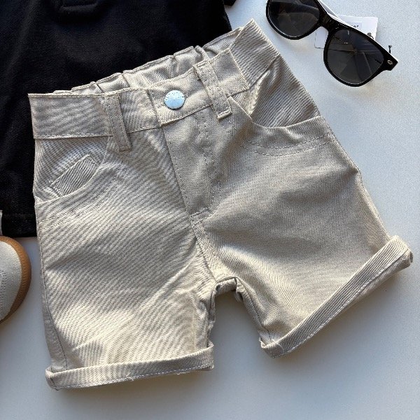 Producto - Bermuda de gabardina color BEIGE línea bebés hasta 4 años - 0