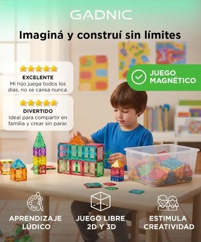 Producto - Bloques De Construcción Gadnic Magnéticos 120 Piezas - 1