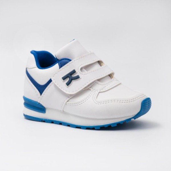 Producto - Zapatilla Urbana Klivers Blanca y Azul con abrojo