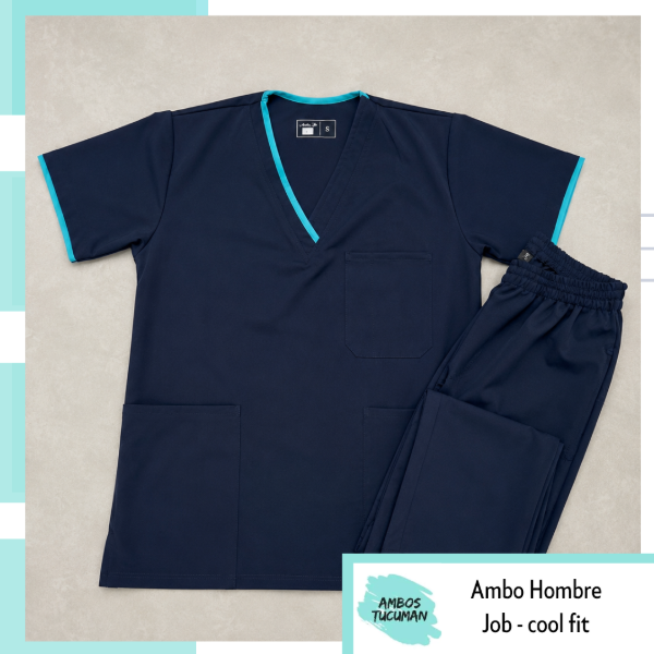 Producto - Ambo Job Azul detalle Verde