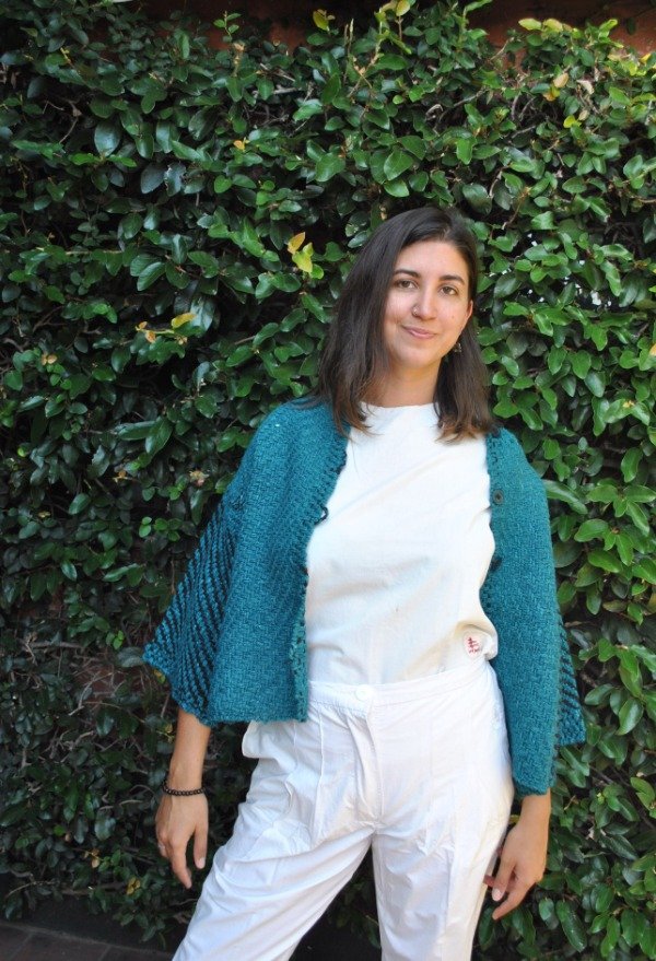 Producto - Abrigo de lana colores cian y negro