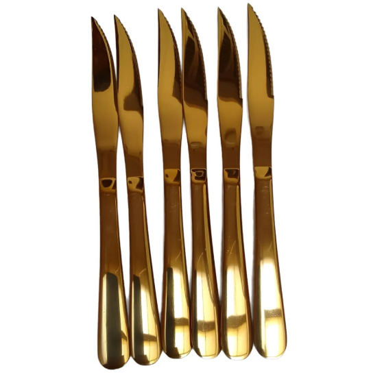 Producto - SET CUCHILLOS DORADOS ACERO INOX X6