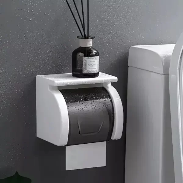 Producto - Porta Papel Higiénico Adhesivo Anti Mojado Hasta 5kg Blanco