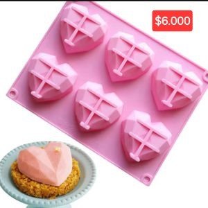 Producto - Molde silicona 6 corazones diamante