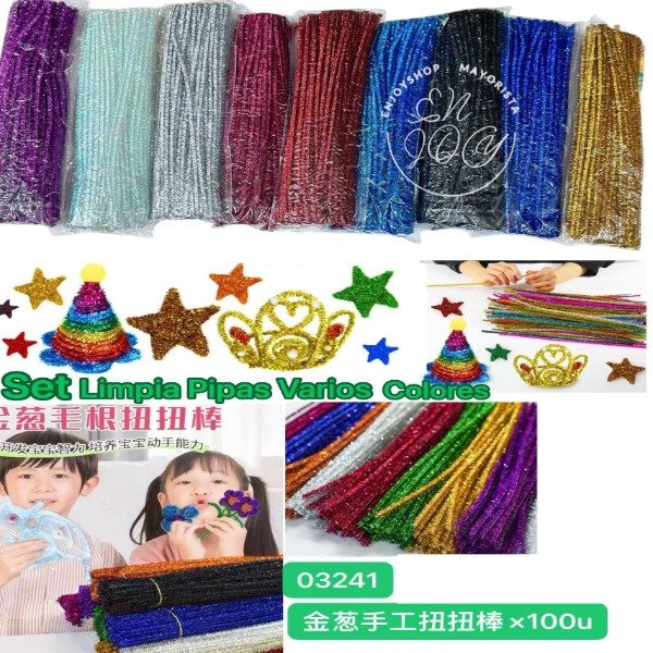 Producto - SET X100U LIMPIA PIPAS BRILLOS VARIOS COLORES 03241