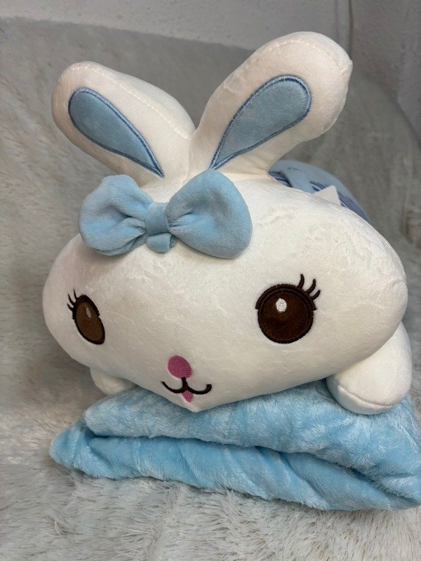 Producto - Peluche conejo a rayas celeste 3 en 1