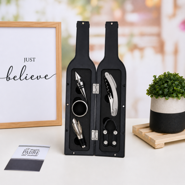 Producto - Botella de vino grande x5 accesorios