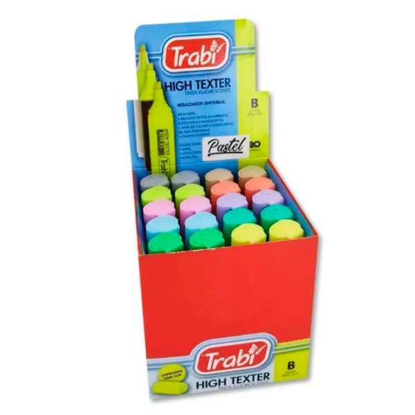 Producto - RESALTADOR TRABI HIGH TEXTER FLUO O PASTEL EXHIBIDOR X 20 UNIDADES