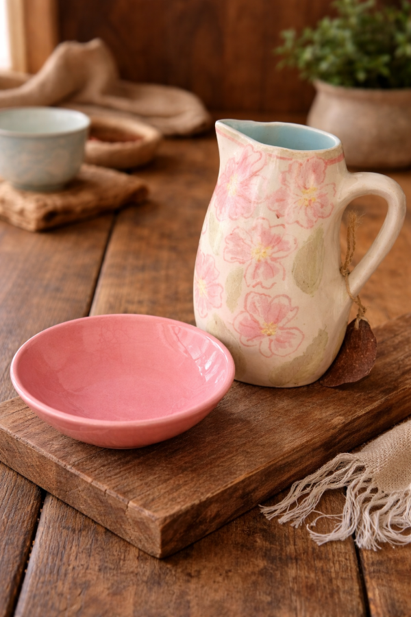 Producto - Platos rosa de cerámica