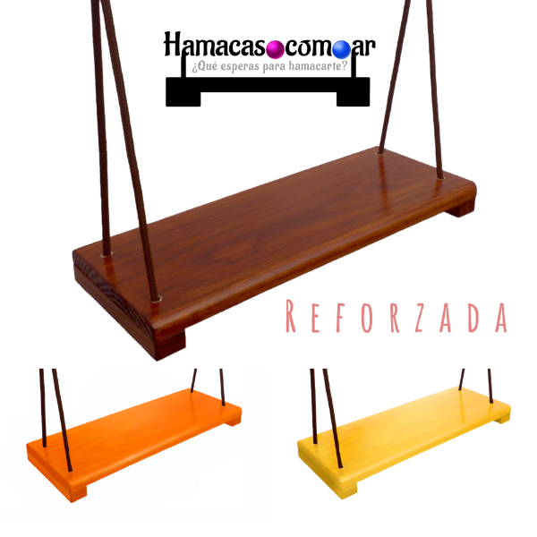 Producto - Hamaca madera reforzada sogas largas color ganchos lista para usar ENVIO GRATIS