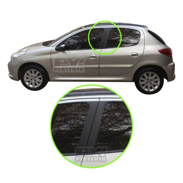 Producto - Calcos Parantes para Peugeot 206/207 Negro Mate Listo - Ploteoya!