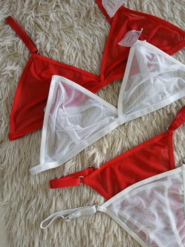 Producto - Conjunto microtul x2 blanco/rojo T.95