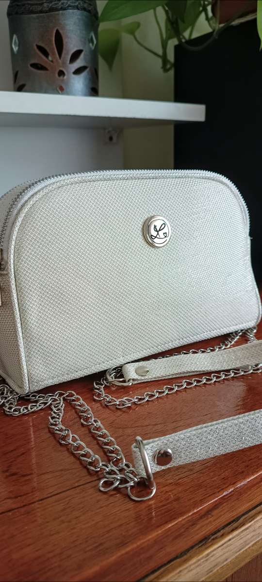 Producto - Cartera Lía glitter blanco doble cierre