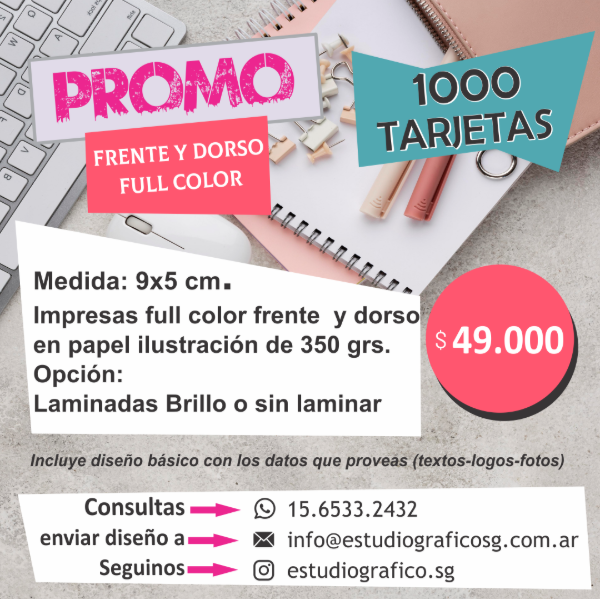 Producto - Tarjetas Laminadas Brillo - Impresión Frente y Dorso