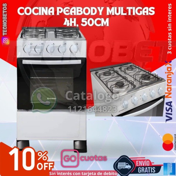 Producto - COCINA PEABODY MULTIGAS 4H, 50CM