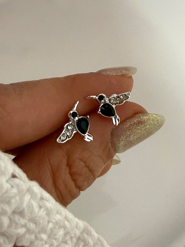 Producto - A1239 Aros colibrí negro acero quirúrgico