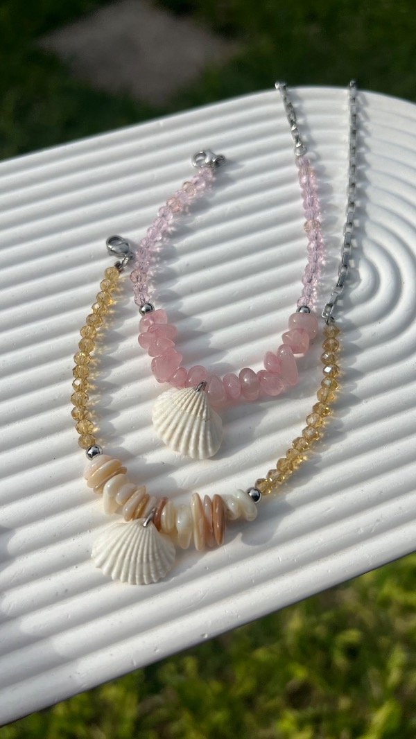 Producto - Pulsera Caracol - piedras naturales, cristal y acero quirúrgico